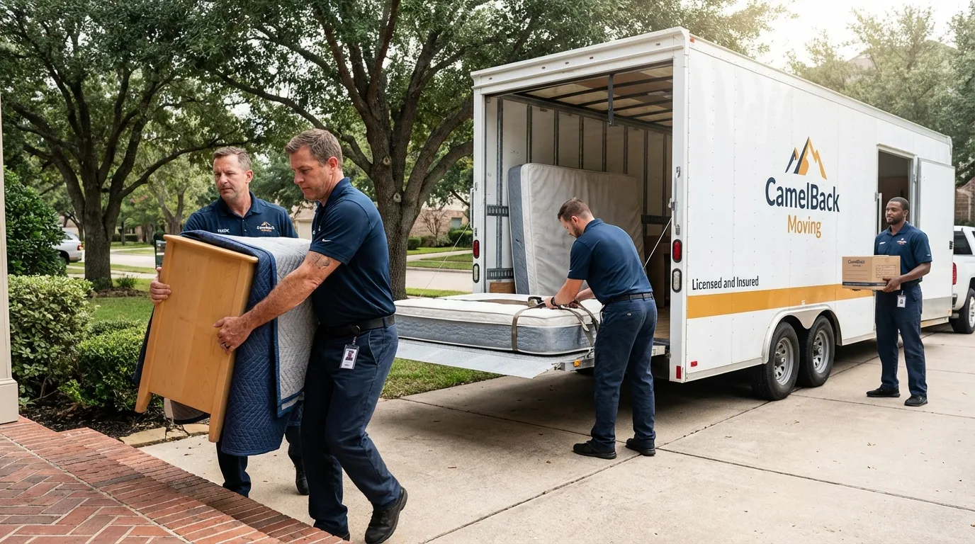 Crew loading residential truck for cross-state move from Spring Grove, MN