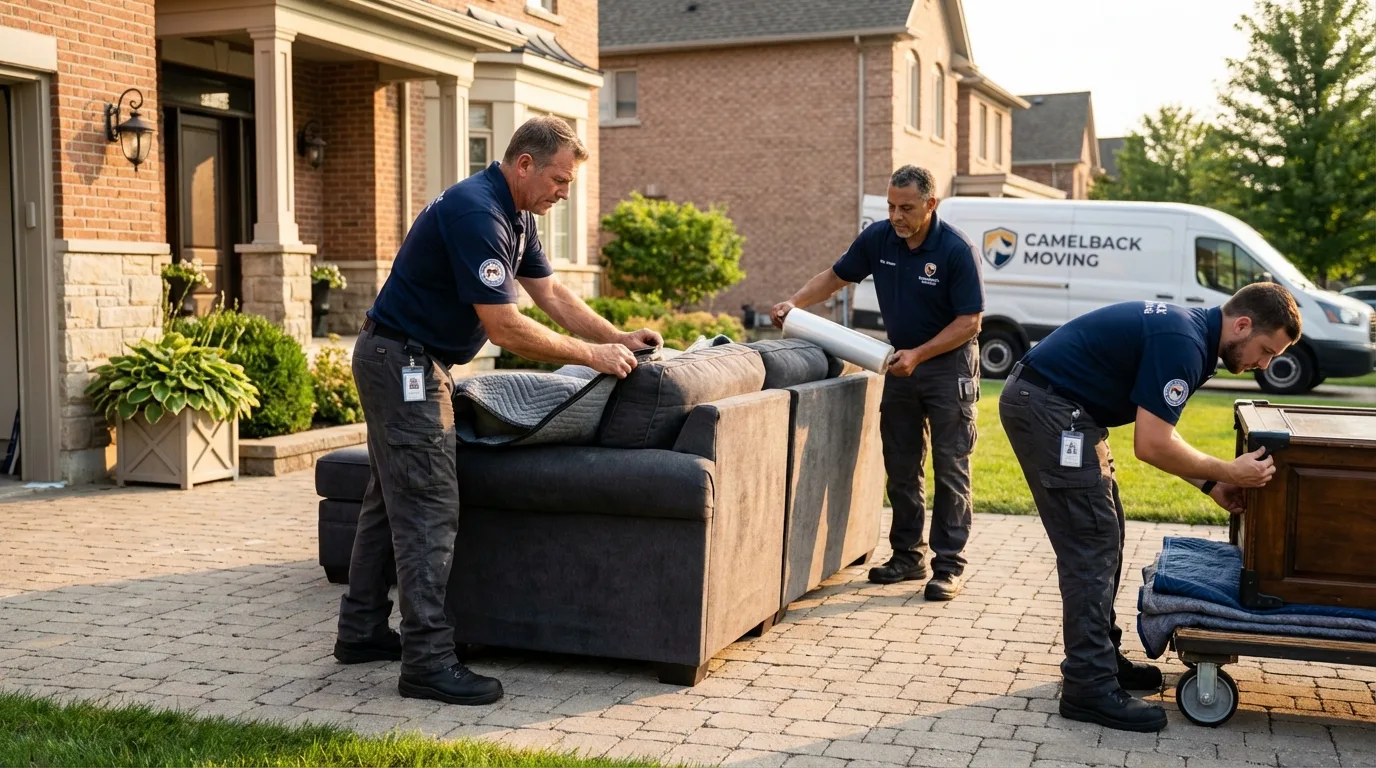 Large estate moving crew wrapping furniture in Spring Grove, MN